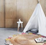 Childrens Room Handmade Crochet Natural Hemp Round Rug 1 small