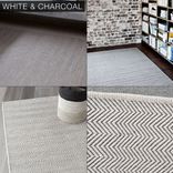 Handmade Herringbone Wool Woven Rug- White & Charcoal 2 small