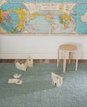 Childrens Room Cable Knit Hand Woven Braided Wool Rug- Green 1 small