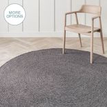 Cable Knit Modern Round Hand Braided Woven Wool Rug- Dark Grey 1 small