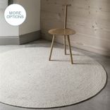 Cable Knit Modern Round Hand Braided Woven Wool Rug- White 1 small