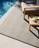 Indoor Outdoor Handmade Herringbone Geometric Woven Rug- Stone 1 small