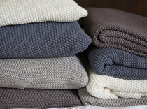 Handmade Chunky Crochet Knit Pillow With Wood Buttons- Stone 4 small