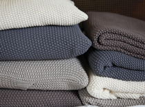 Handmade Chunky Crochet Knit Pillow With Wood Buttons- Dark Grey 3 small