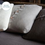 Handmade Chunky Crochet Knit Pillow With Wood Buttons- Charcoal 1 small