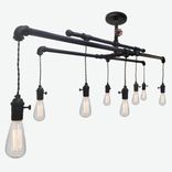 Barn Metal Industrial Custom Pipe And Cloth Cord Chandelier - 8 Light 1 small