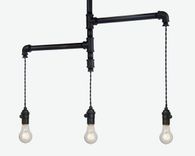 Industrial Custom Rustic Pipe And Cloth Cord Pendant Light - 3 Light 1 small