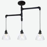 Industrial Custom Rustic Pipe And Cloth Cord Pendant Light - 3 Light 2 small