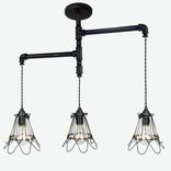 Industrial Custom Rustic Pipe And Cloth Cord Pendant Light - 3 Light 4 small