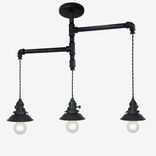 Industrial Custom Rustic Pipe And Cloth Cord Pendant Light - 3 Light 5 small