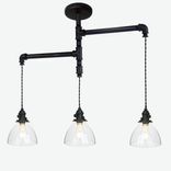 Industrial Custom Rustic Pipe And Cloth Cord Pendant Light - 3 Light 6 small