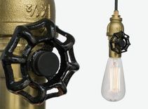 Vintage Upcycled Valve Pipe Pendant Light – Brass 1 small