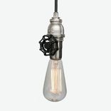 Vintage Upcycled Valve Pipe Pendant Light – Brushed Nickel 2 small