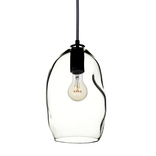Bubble Clear Hand Blown Glass Pendant Light- Black 1 small