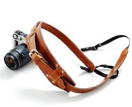 Camera Strap - New Rugged Dslr Camera Strap -  All Leather Camera Strap For Dslr Camera - Tan 1 small