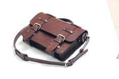 Leather Portmanteau Bag, Computer Bag In Heavy Full Grain Leather 4 small