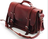 Leather Bag - Unisex American Buffalo Leather Bag Or Leather Briefcase - Made In Usa In Tobacco 1 small