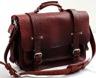 Leather Bag - Unisex American Buffalo Leather Bag Or Leather Briefcase - Made In Usa In Tobacco 2 small
