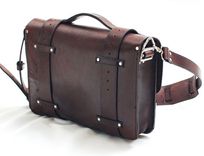 Leather Portmanteau Bag, Computer Bag In Heavy Full Grain Limited Edition  Leather - Made In Usa 3 small