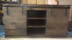 Rustic Reclaimed Wood Media Console With Sliding Barn Doors 2 small