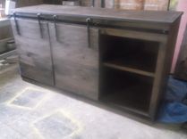 Rustic Reclaimed Wood Media Console With Sliding Barn Doors 5 small