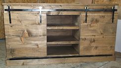 Rustic Reclaimed Wood Media Console With Sliding Barn Doors 3 small