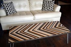 Chevron Coffee Table With Hairpin Legs - Reclaimed Wood Table 3 small