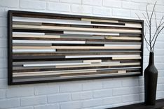 Wood Sculpture Queen Headboard - Horizontal Lines 2 small