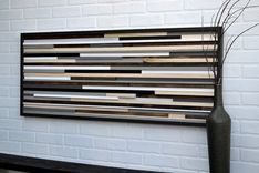 Wood Sculpture Queen Headboard - Horizontal Lines 3 small