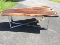 Live Edge Walnut Coffee Table With X-Base 3 small