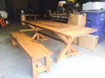 Reclaimed Oak Farm Table With X-Base 2 small