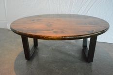 Round Coffee Table With Raw Steel Base 2 small