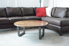 Round Coffee Table With Raw Steel Base 3 small