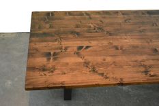 Industrial Wood Coffee Table With Raw Steel Base 3 small