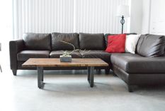Industrial Wood Coffee Table With Raw Steel Base 4 small
