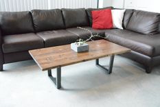 Industrial Wood Coffee Table With Raw Steel Base 1 small