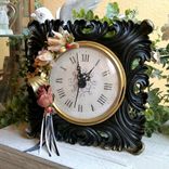 Vintage Rose Black And Gold Decor Clock Custom Decorative Mantle Clock Handmade 1 small