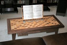 Walnut And Birch Inlaid Coffee Table With Integral Music Stand 6 small