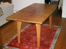 Dining Table Of Distressed White Oak, Live Edge 1 small