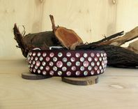 Dog Collar, Leather, Paved Stones, Pink And White 1 small