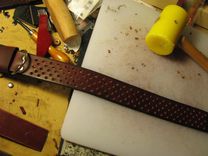 Dog Collar, Leather, Paved Stones, Pink And White 2 small