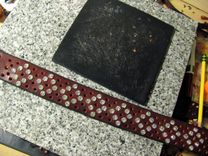 Dog Collar, Leather, Paved Stones, Pink And White 4 small