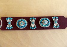 Vintage Authentic Native American Turquoise And Silver Dog Collar. 2 small
