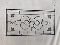 Beveled Stained Glass Panel, Traditional Crystal / Frosted Stained Glass Transom Window 4 small