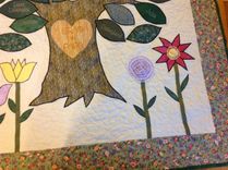 Custom Family Tree Heritage Heirloom Appliqued And Embroidered Quilt With 3d Flowers 4 small