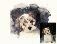 Watercolor Digital Print Portrait Of Pet Or Family, Canvas Print 5 small