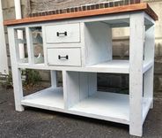 Rustic Shabby Chic Farmhouse Kitchen Island W/ Wine Rack 5 small