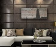 A Tiny Boat At Sea - Reclaimed Barn Wood - Rustic Wall Art 41" X 15" 1 small