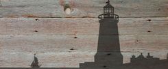 A Tiny Boat At Sea - Reclaimed Barn Wood - Rustic Wall Art 41" X 15" 3 small