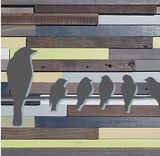Reclaimed Barnwood Wall Art - Birds On A Line [Blue, Green, Grey] 2 small